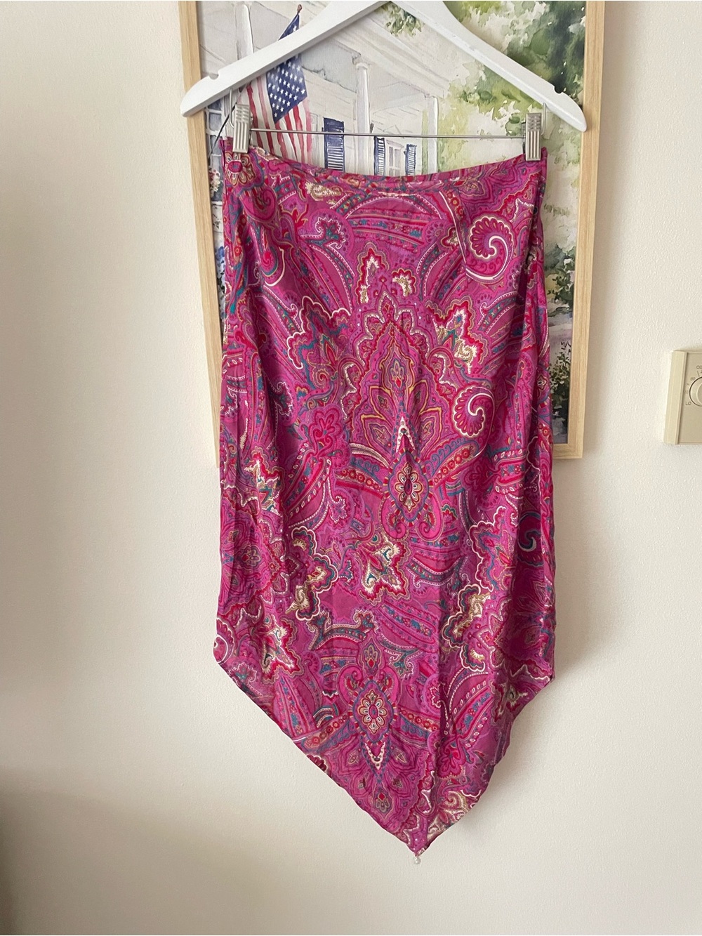 ABS by Allen Schwartz Vintage Y2K Paisley Handkerchief Bandana Midi Skirt US 6 - Picture 5 of 5